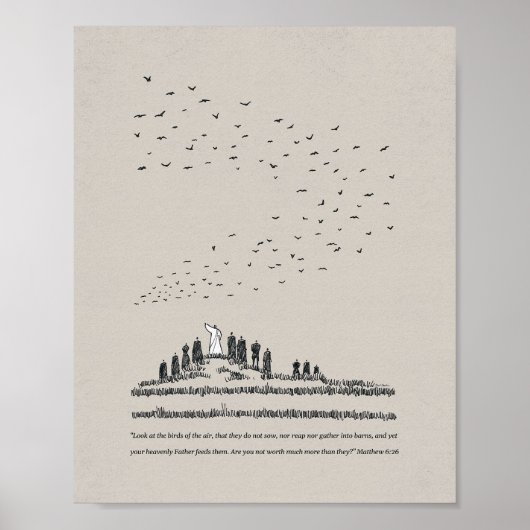 Poster "Regarde les oiseaux" - Matthieu 6:26 Christian (Devant)