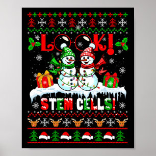 Poster Regardez ! Couple de bonhommes de neige de Noël de
