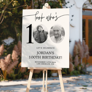 Poster Regardez qui a 100 ans Photo 100th Birthday Welc