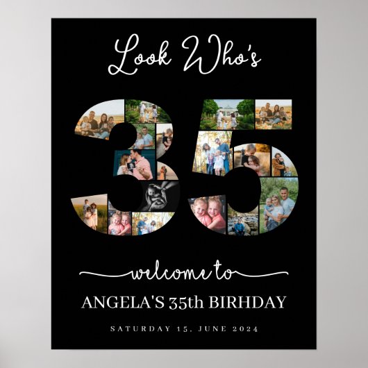 Poster regardez qui a 35 ans heureux anniversaire (Devant)