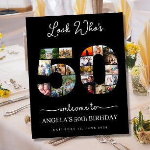 Poster regardez qui a 50 ans anniversaire photo collage