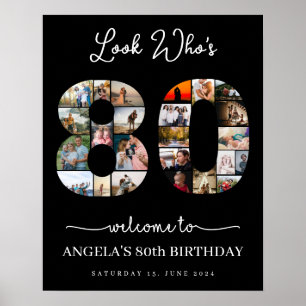 Poster regardez qui a 80 ans heureux photo montage
