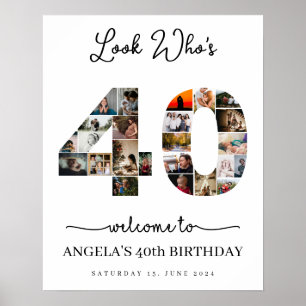 Poster Regardez qui est 40 Photo Collage signe fête d'ann