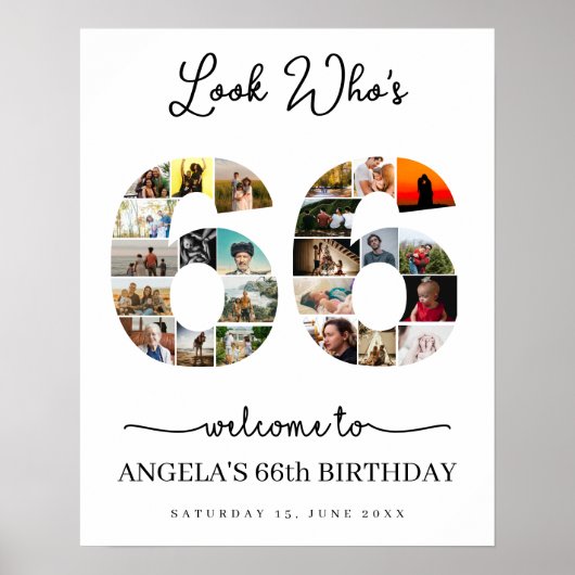 Poster Regardez qui est 66 Photo Collage signe de la fête (Devant)