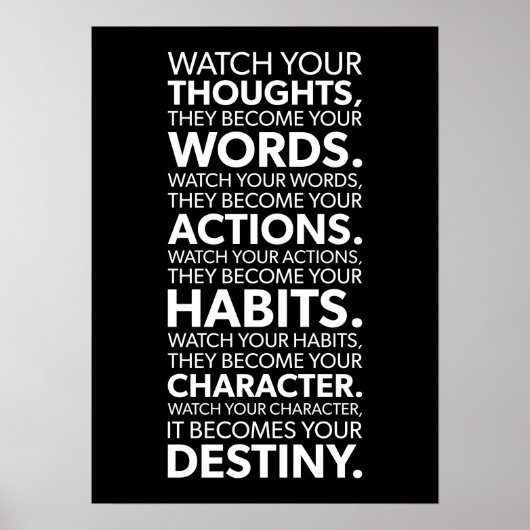 Poster Regardez Vos Pensées Ils Deviennent Vos Actions (Devant)