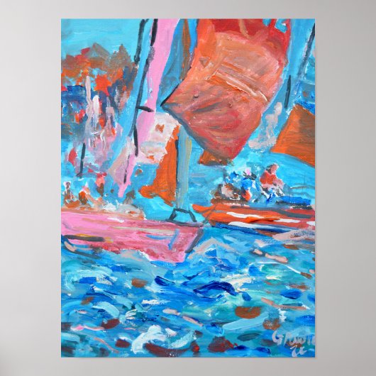 Poster Régate de voile dynamique Expressionniste (Devant)