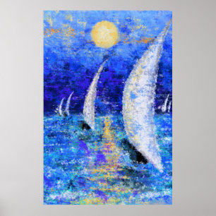 Poster Regatta Sailing - Art Abstrait peinture originale