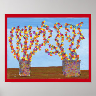 Poster regenboogkleurige bloemen