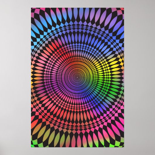 Poster: Regenboogvertigo: Psychedelic Abstract Poster (Voorkant)