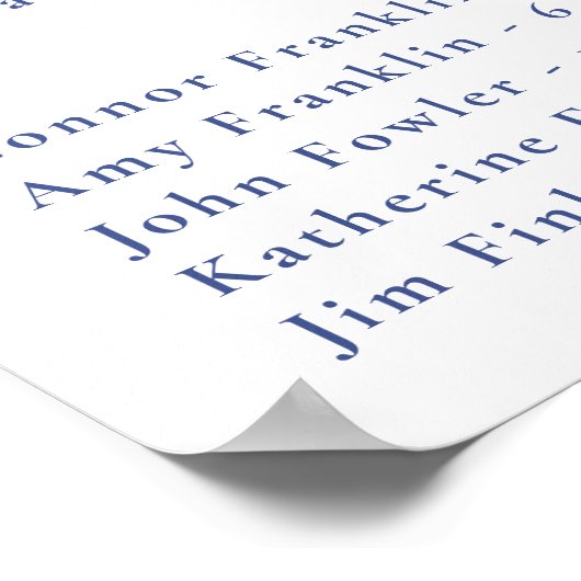 Poster Régence Bleu Crest Plan de siège alphabétique (Coin)