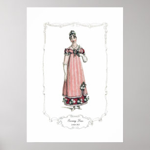 Poster Regency Fashion Plate 1815 Robe de soirée Londres