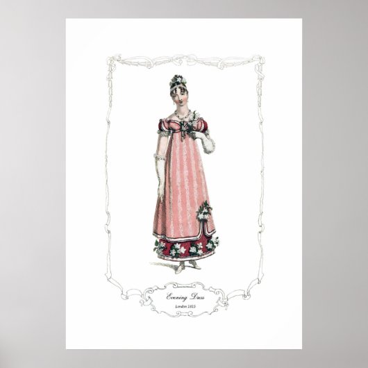 Poster Regency Fashion Plate 1815 Robe de soirée Londres (Devant)