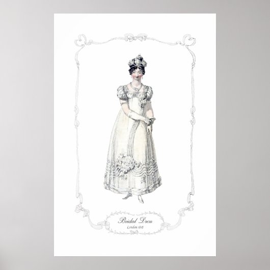 Poster Regency Fashion Plate 1818 Robe nuptiale Imprimer (Devant)