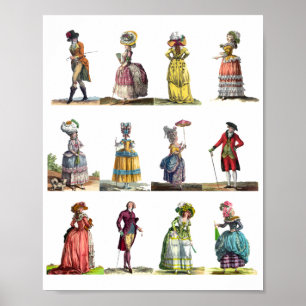 Poster Regency French Fashion Design Marie Antoinette Pos