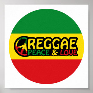 Poster Reggae art avec des mots positifs Paix et Amour