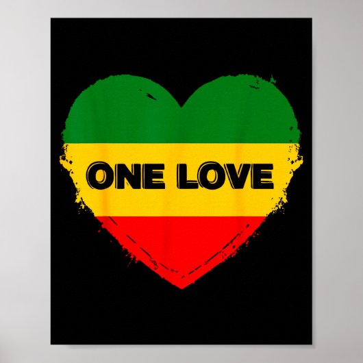 Poster Reggae Heart One Love Rasta Reggae Music Rastafari (Devant)