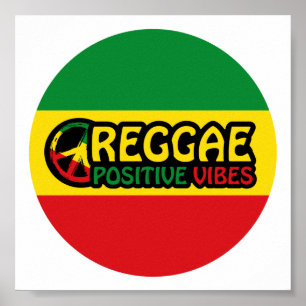 Poster Reggae Music with positive vibes and reggae flag