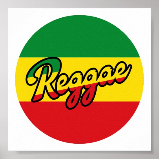 Poster Reggae Musique avec couleurs du drapeau reggae (Devant)