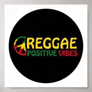 Poster Reggae Musique avec des vibes positives et drapeau