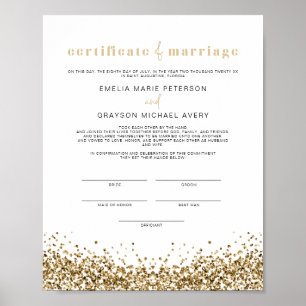 Poster REGINA Glam Yellow Gold Marriage Certificate