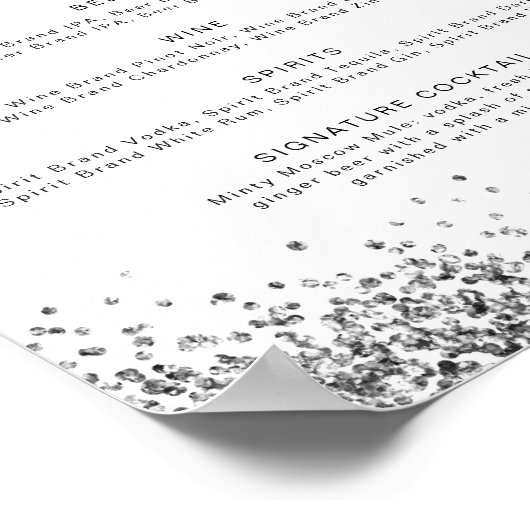 Poster REGINA Paillettes Argentées Disco Menu du Bar Let' (Coin)