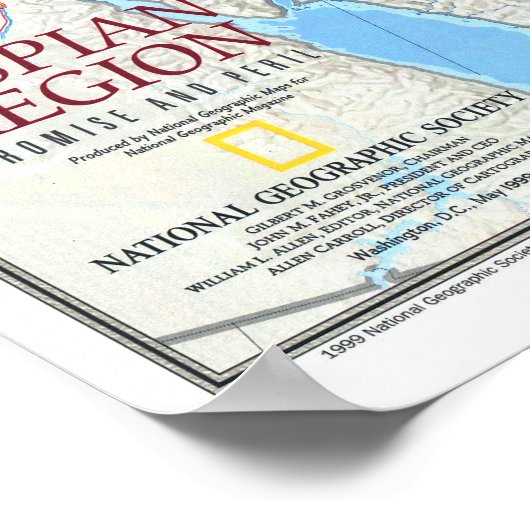 Poster " Région Caspienne : 1999 Pays Caspiens MAP ... (Coin)