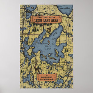 Poster Région de lac leech, Minnesota - grandes scènes de