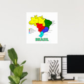 Poster Régions de la carte Brasil (Bureau à domicile)