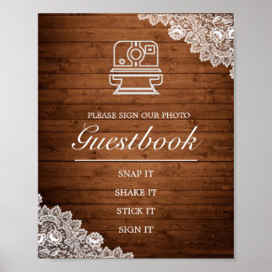 Poster Registre de mariage avec panneau de bois rustique 