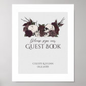 Poster Registre des invités Crânes et Roses Soft Gothic (Devant)