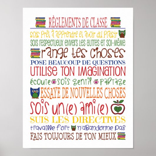 Poster Réglages de Classe (Devant)