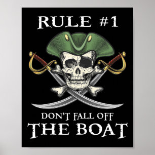 Poster Règle #1 Ne tombez pas de la partie pirate de croi
