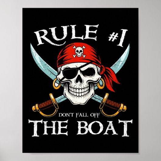 Poster Règle #1 Ne Tombez Pas Du Bateau Croisière Pirate  (Devant)