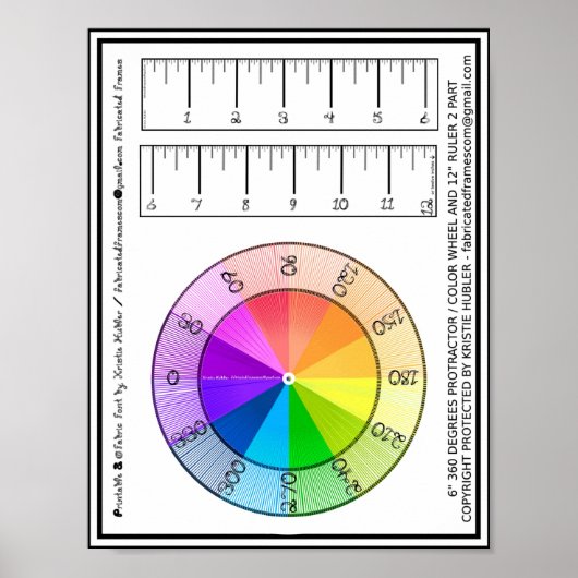 Poster Règle de 12 pouces et roue chromatique de rapporte (Devant)
