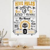 Poster règle de la ruche d'abeille mignonne art du mot (Cuisine)