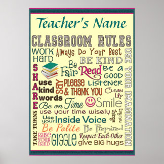 Poster Règle de la salle de classe de l'enseignant Ajoute
