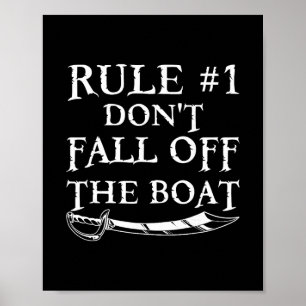 Poster Règle drôle #1 Ne tombez pas du bateau Croisière P