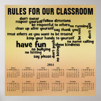 Règle pour notre calendrier de classe 2014