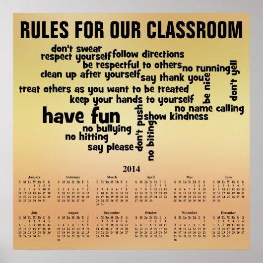 Poster Règle pour notre calendrier de classe 2014 (Devant)