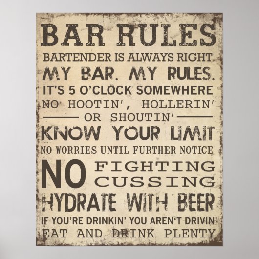 Poster Règles de barre (Devant)