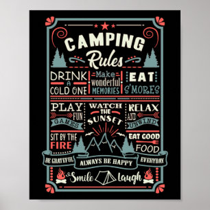 Poster Règles de camping des tentes extérieures du campin