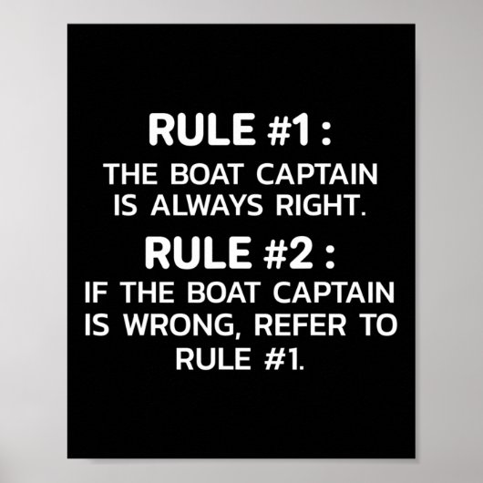 Poster Règles de capitaine de bateau Drôle de navigation  (Devant)