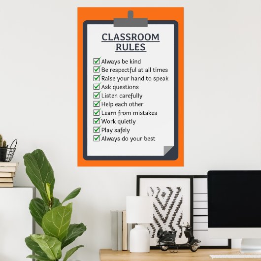 Poster Règles de classe (Bureau à domicile)