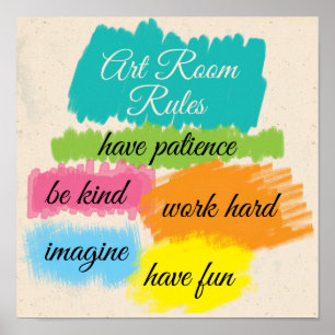 Poster Règles de classe Art coloré
