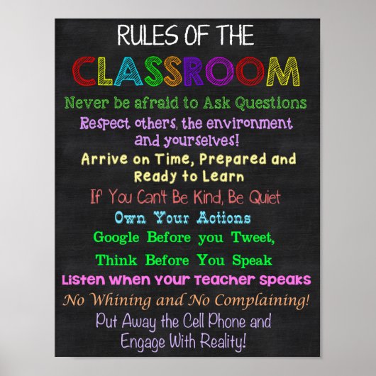 Poster Règles de classe, Cadeau de l'enseignant, Cadeau é (Devant)