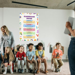 Poster Règles de classe de l'enseignant coloré personnali