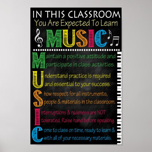 Poster Règles de classe de musique Imprimable (Devant)