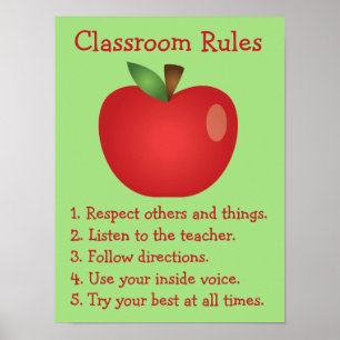 Poster Règles de classe personnalisées de pomme rouge mig