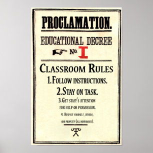 Poster Règles de classe Proclamation Décret éducatif 1