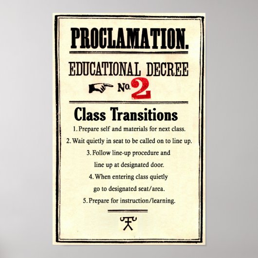 Poster Règles de classe Proclamation Décret éducatif 2 (Devant)